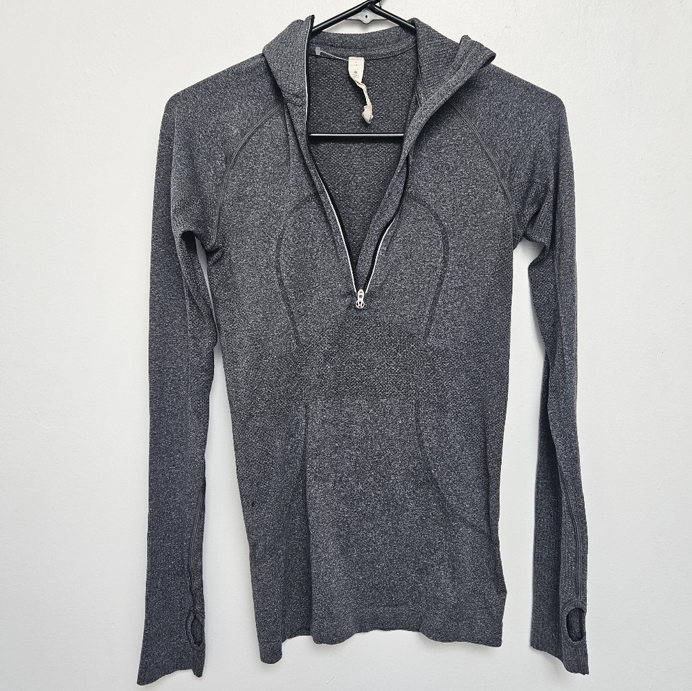 Lululemon Run Swiftly Tech Sz 4 Gray Heathered Quarter-Zip Pullover Top - Picture 3 of 9